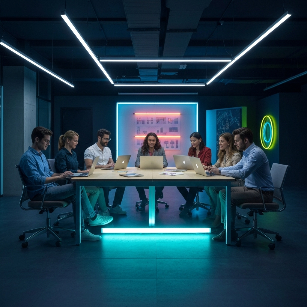 Team collaborating on a web project